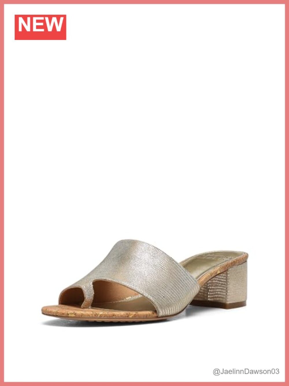 Women's Leather Block Heel Slide Sandals Slip On Open Toe Glitter